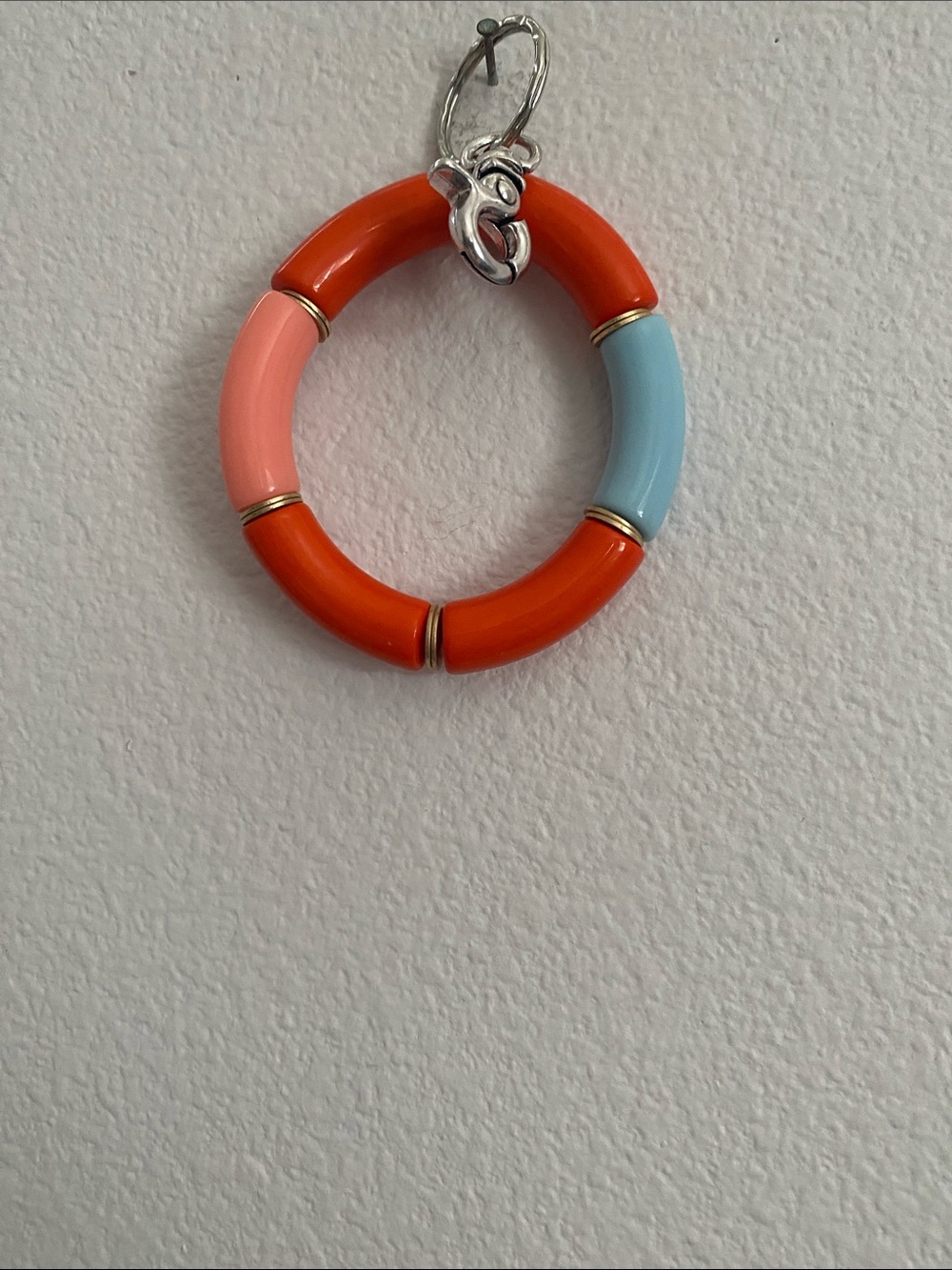 Colorblock Key Ring Charm — Orange, Pink & Light Blue